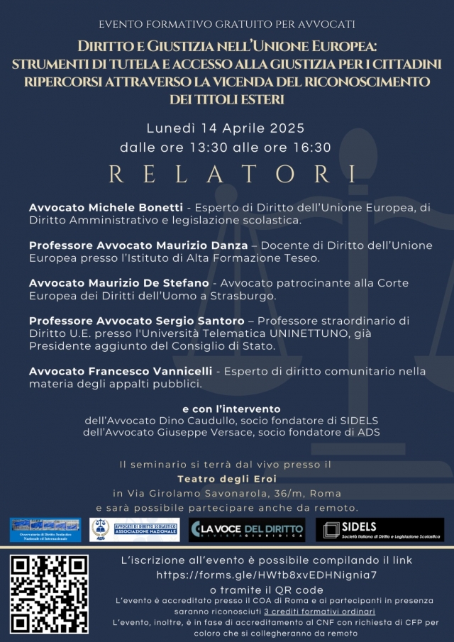 Il TAR accoglie ancora i ricorsi sul riconoscimento dei titoli esteri. Ne parliamo il 14 aprile 2025 con illustri esperti della materia